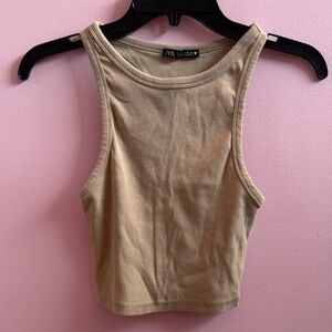 Zara Beige Sleeveless Tank Top